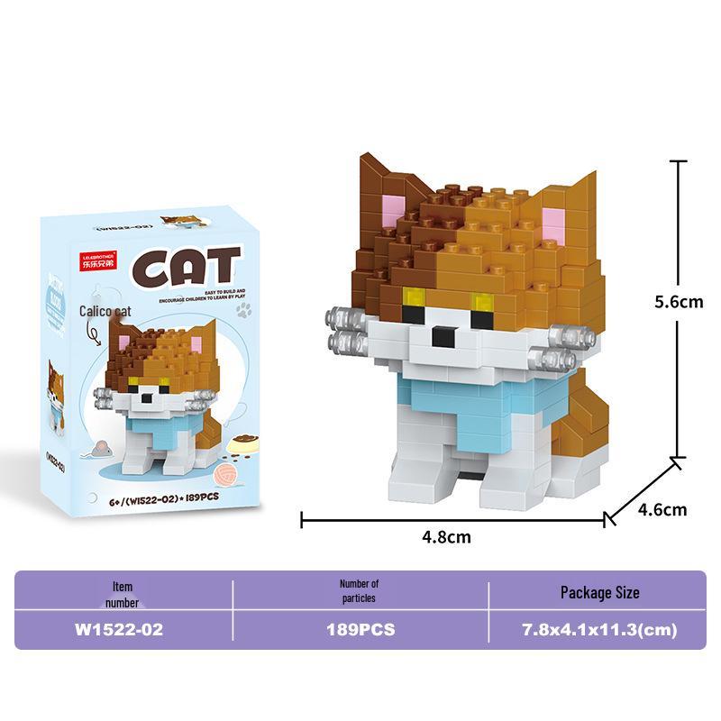 Lele Brothers Micro-Particle Building Blocks Orange Cat Model - Compatible with Lego Educational Toy for Kids