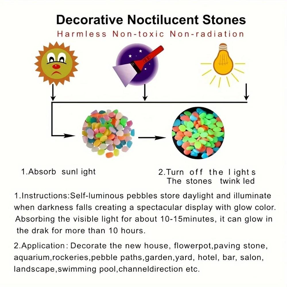 100Pcs Glow In The Dark Pebbles - Resin Luminous Stones Glow Garden Pebbles, Outdoor Indoor DIY Glow Decor Stone Ornament