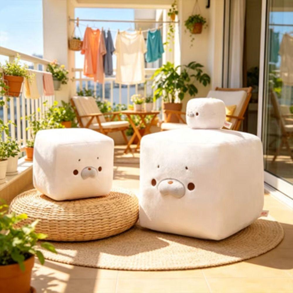 Comfortable Tofu Seal Plush Toy Creative Cartoon Seal Plush Toy Square Seal Plush Toy  Couple Gift