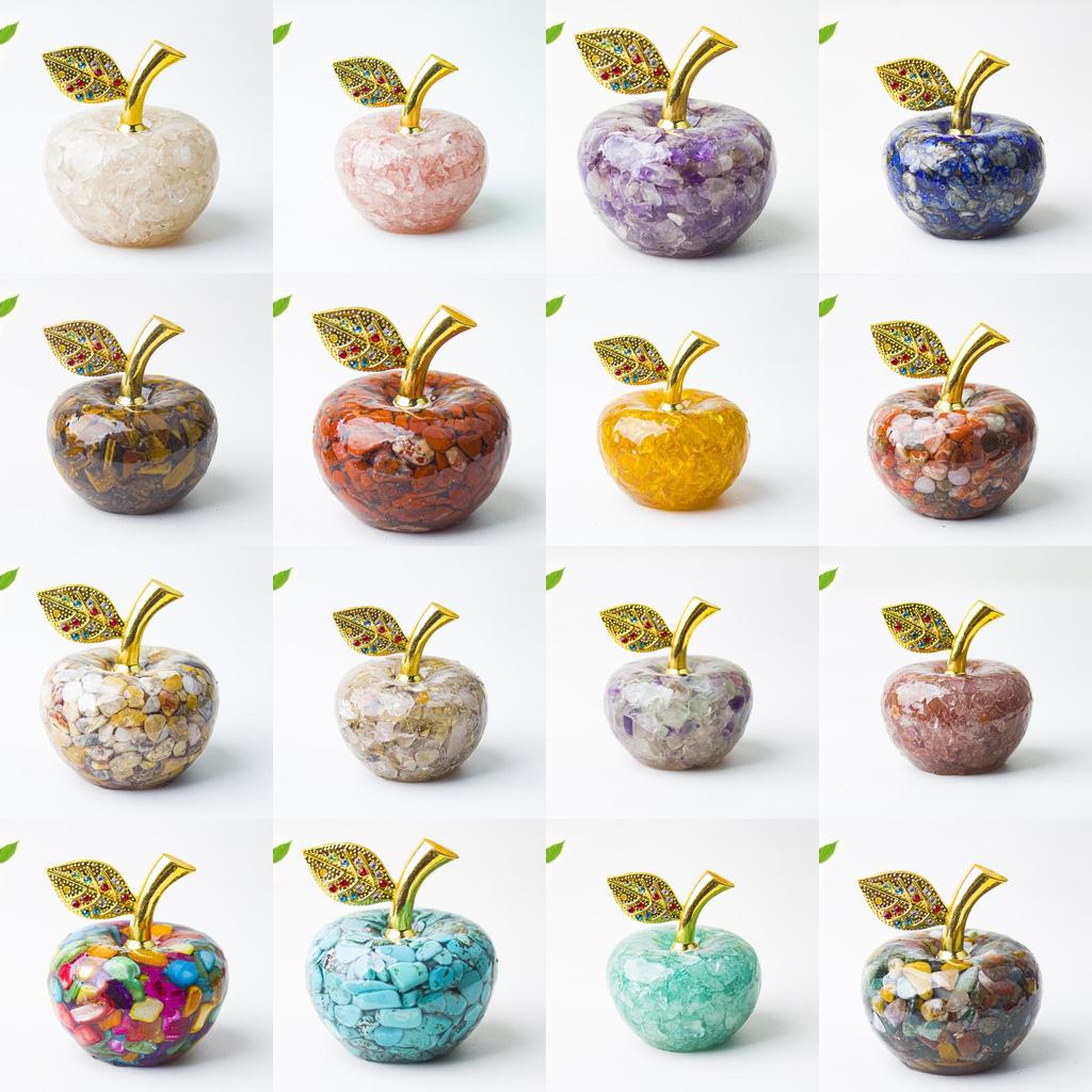 Resin Crystal Apple Figurine For Home Office Decor Gift For Teens Collectors