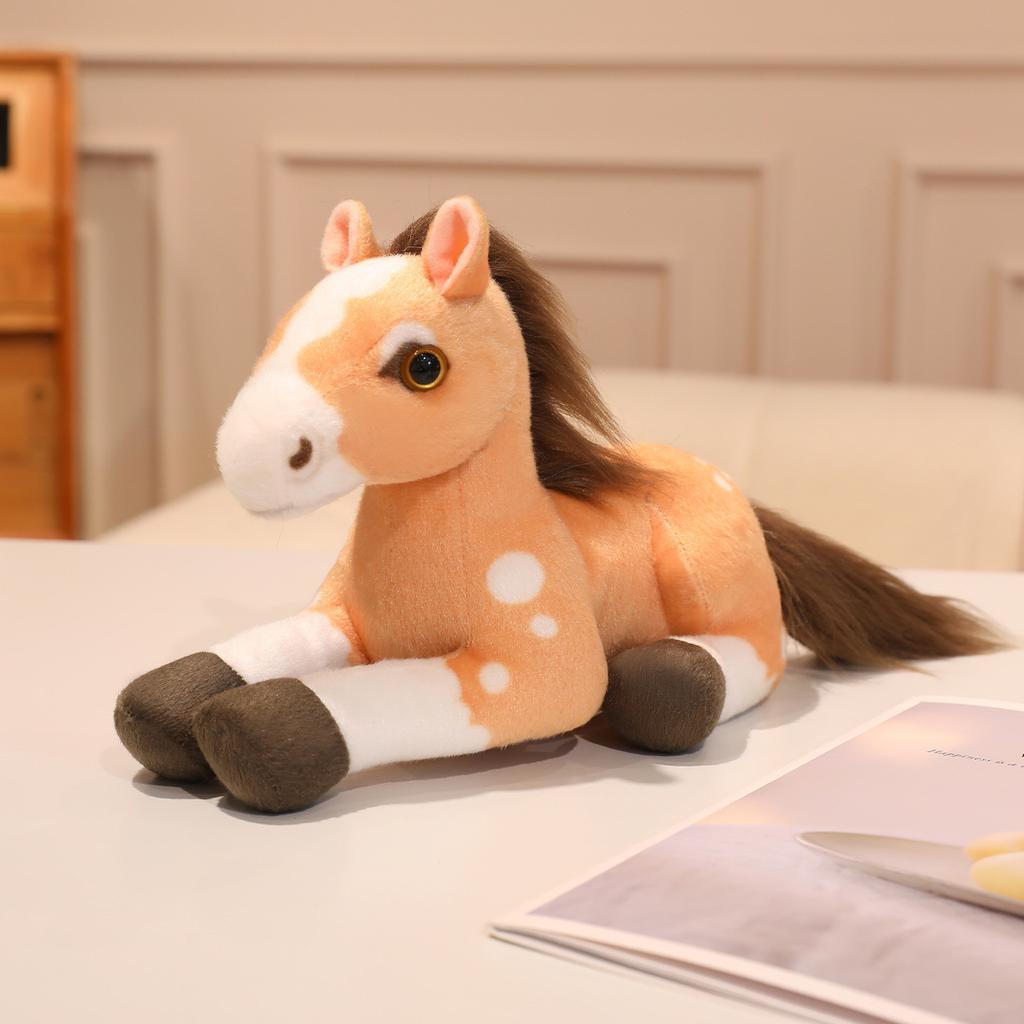 Cute Simulation Brown Pony Doll Plush Toy Zebra Foal Doll Children Companionship Soothing Rag Doll