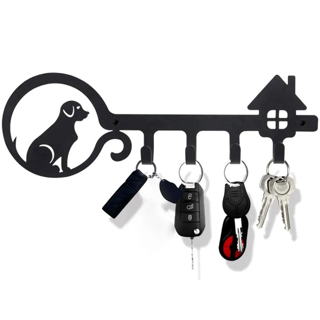 Key Holder with 4 Hooks for Decoration Wall-mounted Keys Stand Punching Installation Key Hanger Hook Keep Neat Iron Key Holder