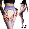Women'S Ultra-Thin Sheer Suspender Stocking Sexy Oil Glossy Garter Belt Control Top Hollow Pantyhose Shiny Thigh High Stockings