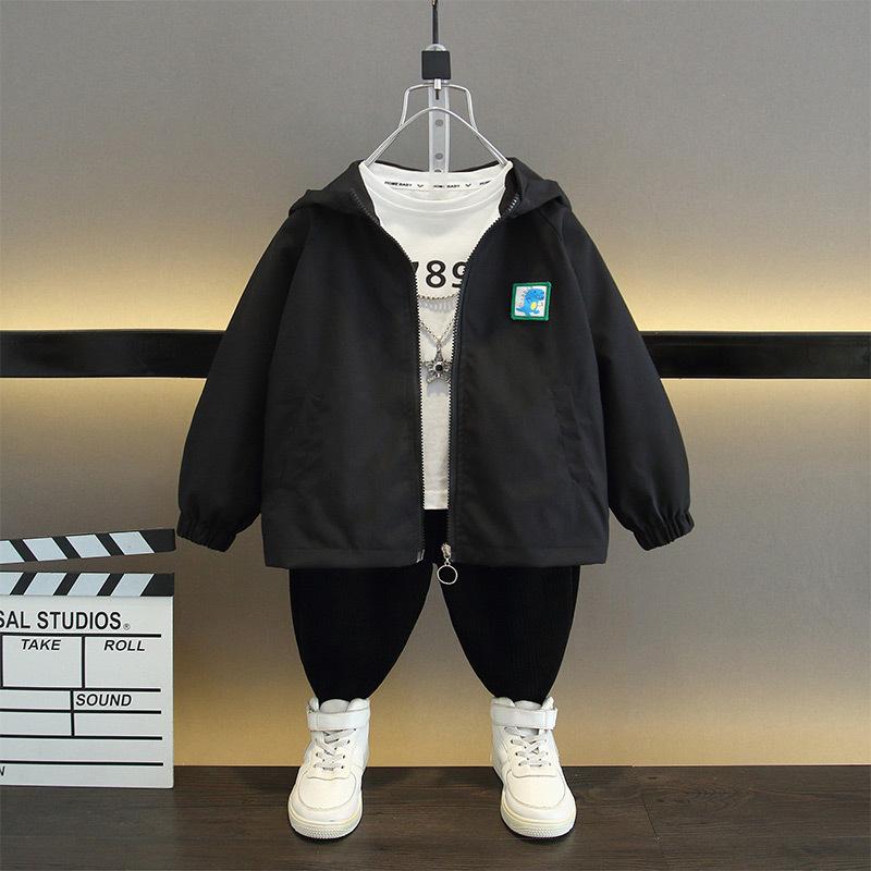Boys and Girls Casual Coat 2025 Spring and Autumn Children's Fashion Hooded Zipper Jacket
