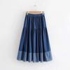 2023 Plus Size Elastic Waist Denim Midi Skirt - Versatile Spring Clothing for Women