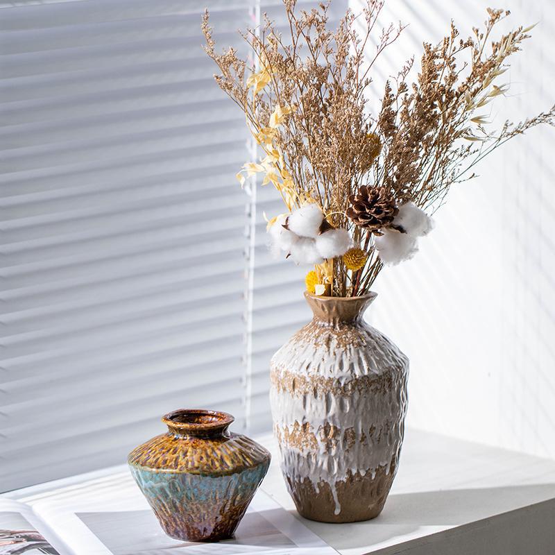 Retro Chinese Ceramic Vase: Elegant Flower Insert for Living Room, Dining Table, Hotel, and B&B Decor