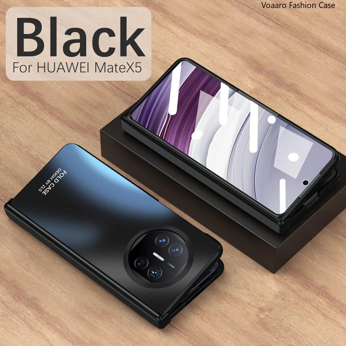 Роскошный чехол со стеклянной пленкой на переднем экране для Huawei Mate X5, чехол для Huawei Mate X5, шарнирный чехол, противоударный защитный чехол For Huawei Mate X5 чёрный