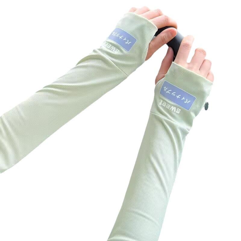 Breathable Quick-Dry Arm Covers, UV Protection Sleeves with Sweet Print for Driving & Outdoor UPF 50+ Ice Cooling Sleeves with Thumb Hole for Women