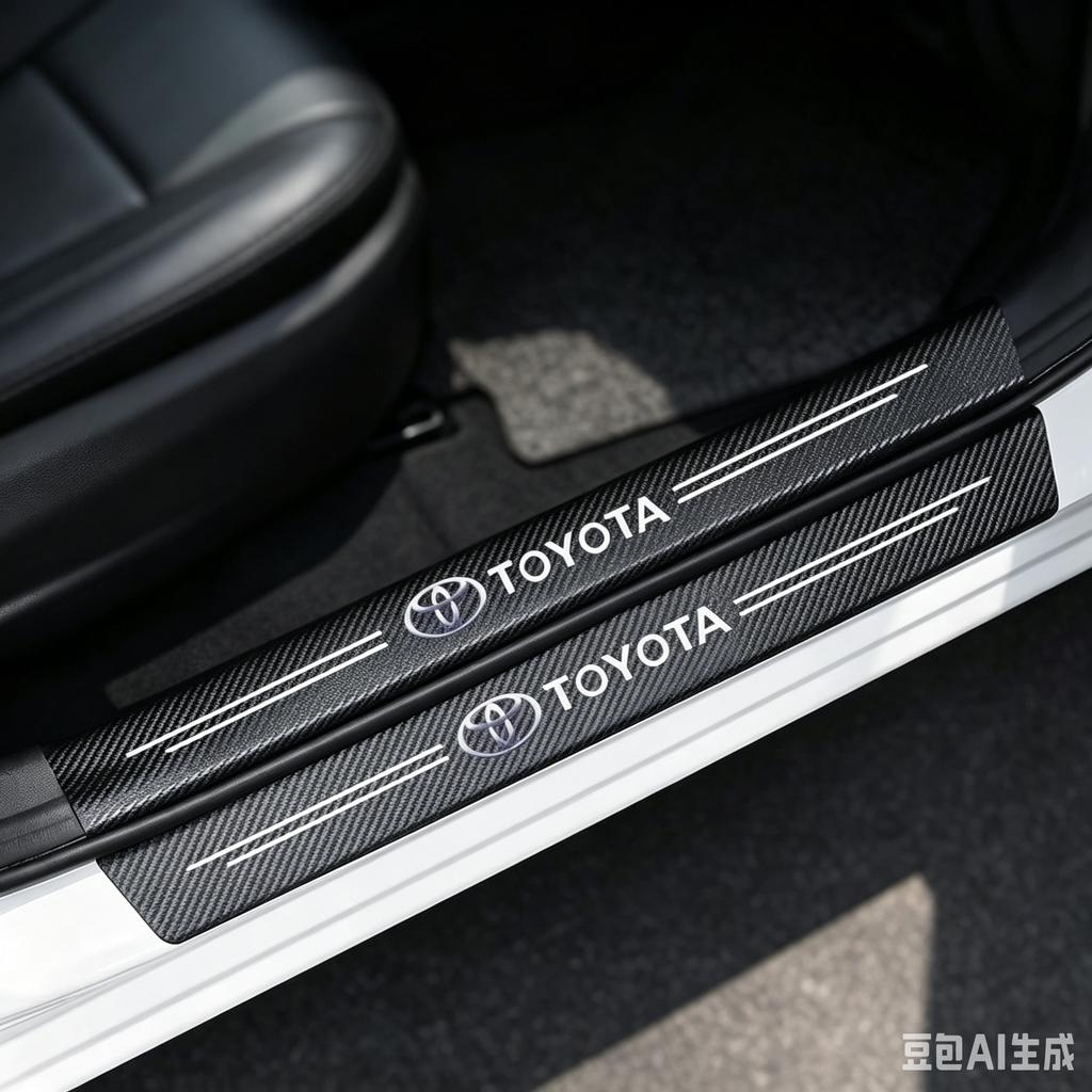 Toyota Carbon Fiber Car Door Sill Protector Stickers for Corolla Yaris Rav4 Camry Avensis Auris C-hr Prius Vios AYGO - Vehicle A