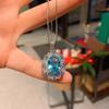 Pendant Necklace Women'S Creative Micro-Inlaid Zircon Sea Blue Red Corundum Sapphire Blue Women'S Pendant Necklace