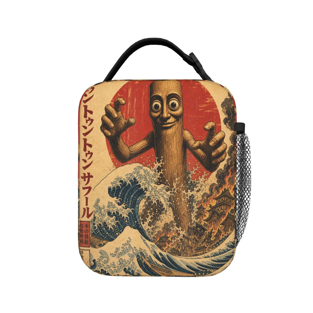 Tung Tung Tung Sahur Japanese Poster Brainrot Meme Lunch Bag Zipper Lunch Box Picnic Print Cooler Bag Oxford Tote Food Bags