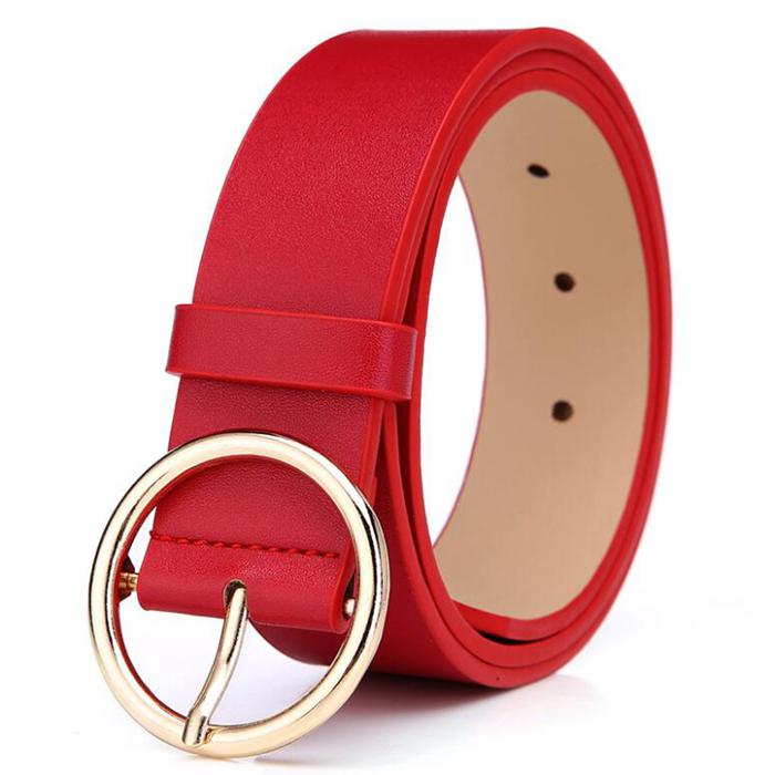Buy Sexy Girl PU Leather Belt Round Does Not Fade Zinc Alloy Buckle