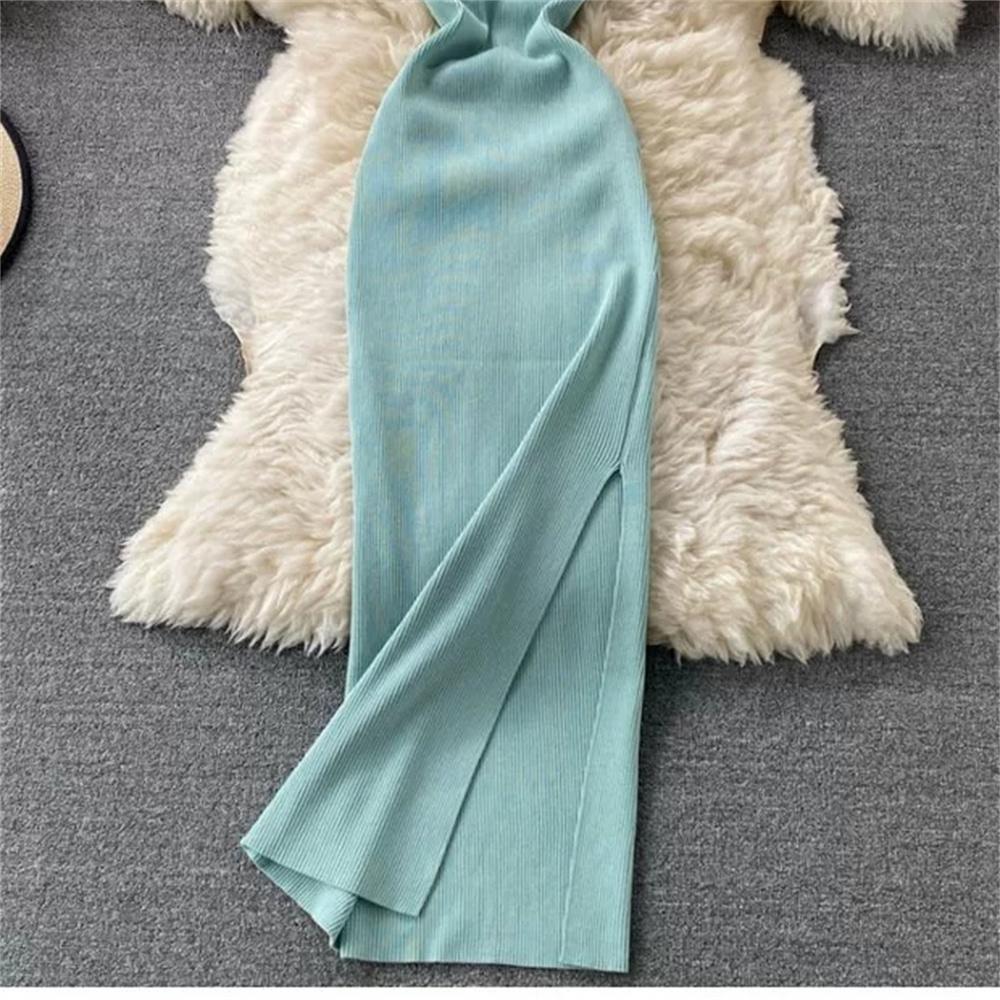 Vestido de Punto Minimalista sin Espalda para Mujer Verano SSólido de Punto sin Mangas Ajustado sin Mangas Sexy Bodycon Vestido Camiseta