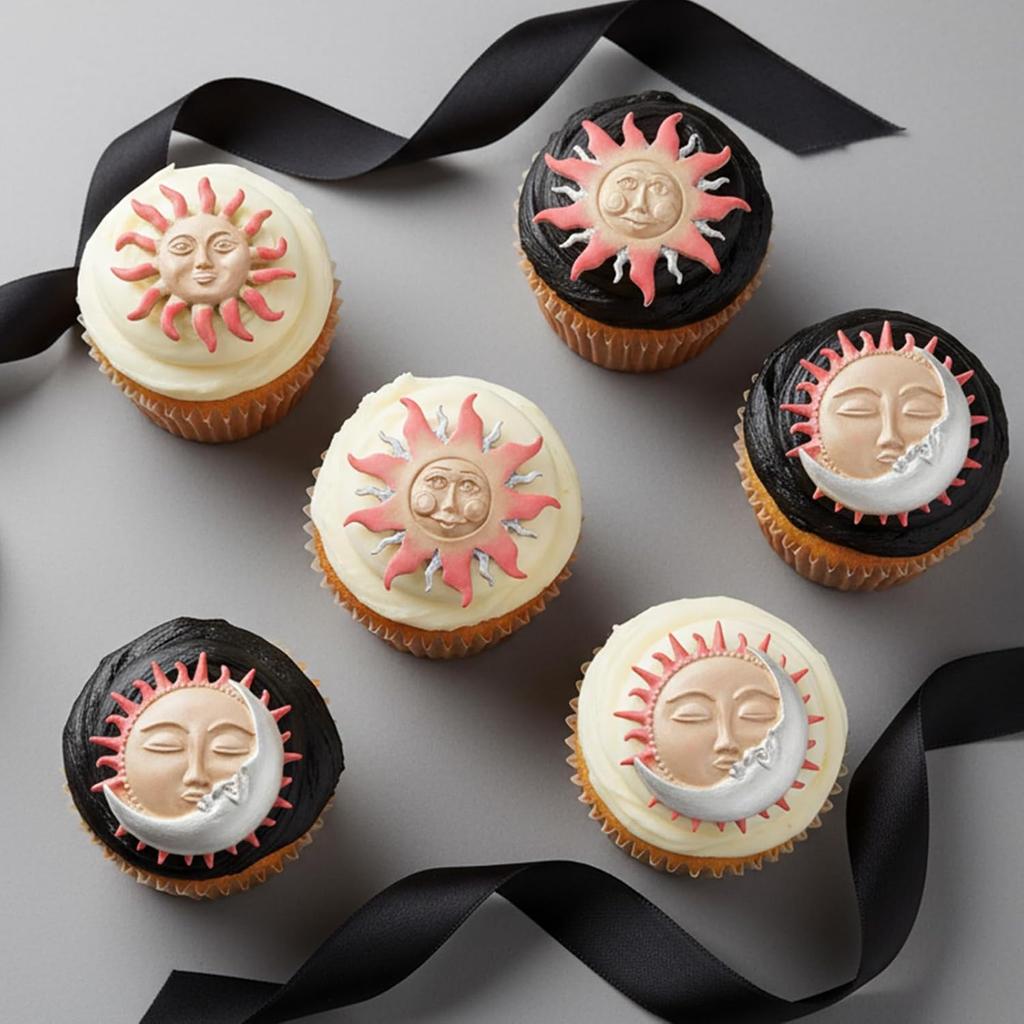 Sun Moon Face Fondant Mold, Silicone Clay Molds, Chocolate Mold for DIY Baking Sugar Craft, Clay Molds for Crafts DIY Air Dry Plaster Polymer Clays