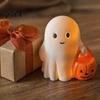 Holiday Ghost Ornament Halloween Holding Pumpkin Figurine, Spooky Statue with Night Light, Resin for Desk Tabletop Centerpiece Lighted Figurine