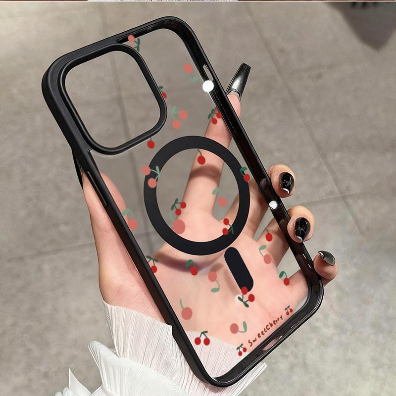 For Galaxy S25FE Case Red Cherry Alphabet Case for Samsung S26 Ultra S24 Plus S23 A57 A37 A56 A55 Magnetic Wireless Charge Cover