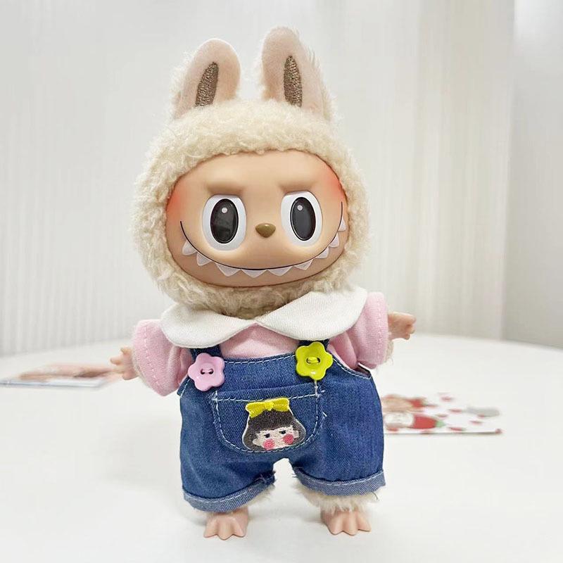 17cm Labubu Doll Clothes: Ice Cream Overalls - Cute Pendant Blind Box