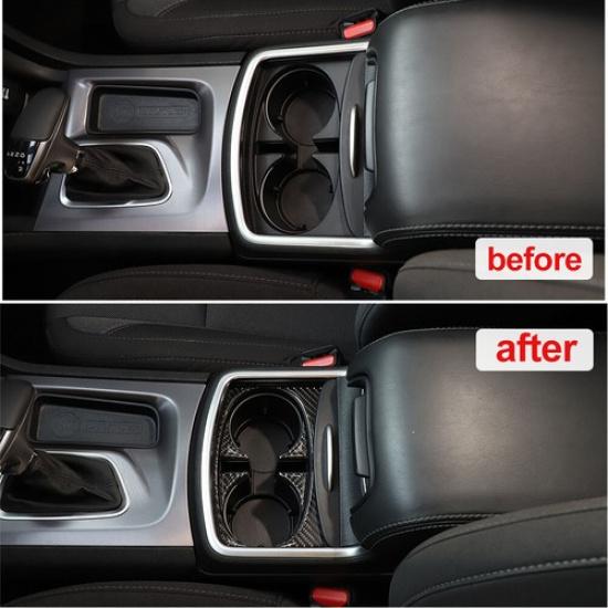 Carbon Fiber Cup Holder Panel Trim Decal Cover for Dodge Charger 2015-19 Gear