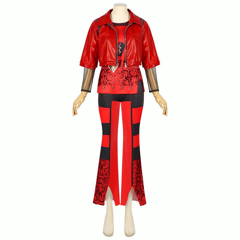 Halloween Descendants Film Cosplay Costumes For Kids Movie The Rise Of Red Chloe Princess Dress Girls Jacket Coat Pants Uniform