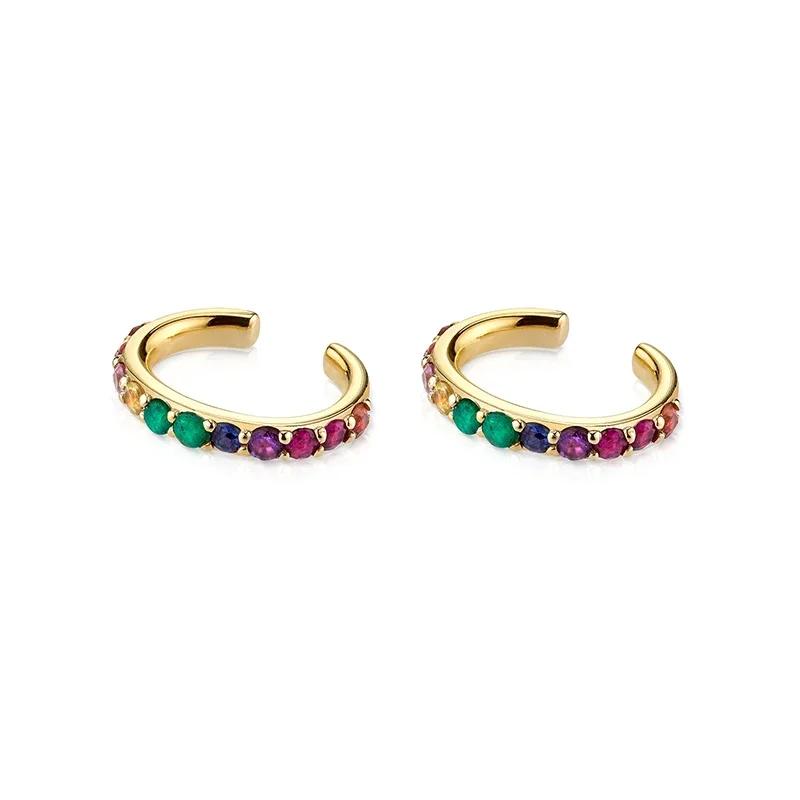 CRMYA Copper Gold Plated Earring Set For Women Color CZ Zircon Piercing Clip Hoop Dangle Earrings For Women Jewelry Wholesale