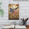 2D Flat 1pc Vintage Bald Eagle & American Flag Metal Sign - Patriotic "FREEDOM" Wall Decor with Stars & Stripes Design, Rustic Aluminium Wall Art for