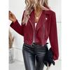 TIFICY Women's Fashion Casual Solid Color Print Autumn Winter Long Sleeve POLO Neck Jackets & Coats