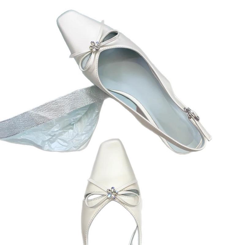 Water Diamond Thick-heeled Flip-flops Are Feminine Square-toed Shoes