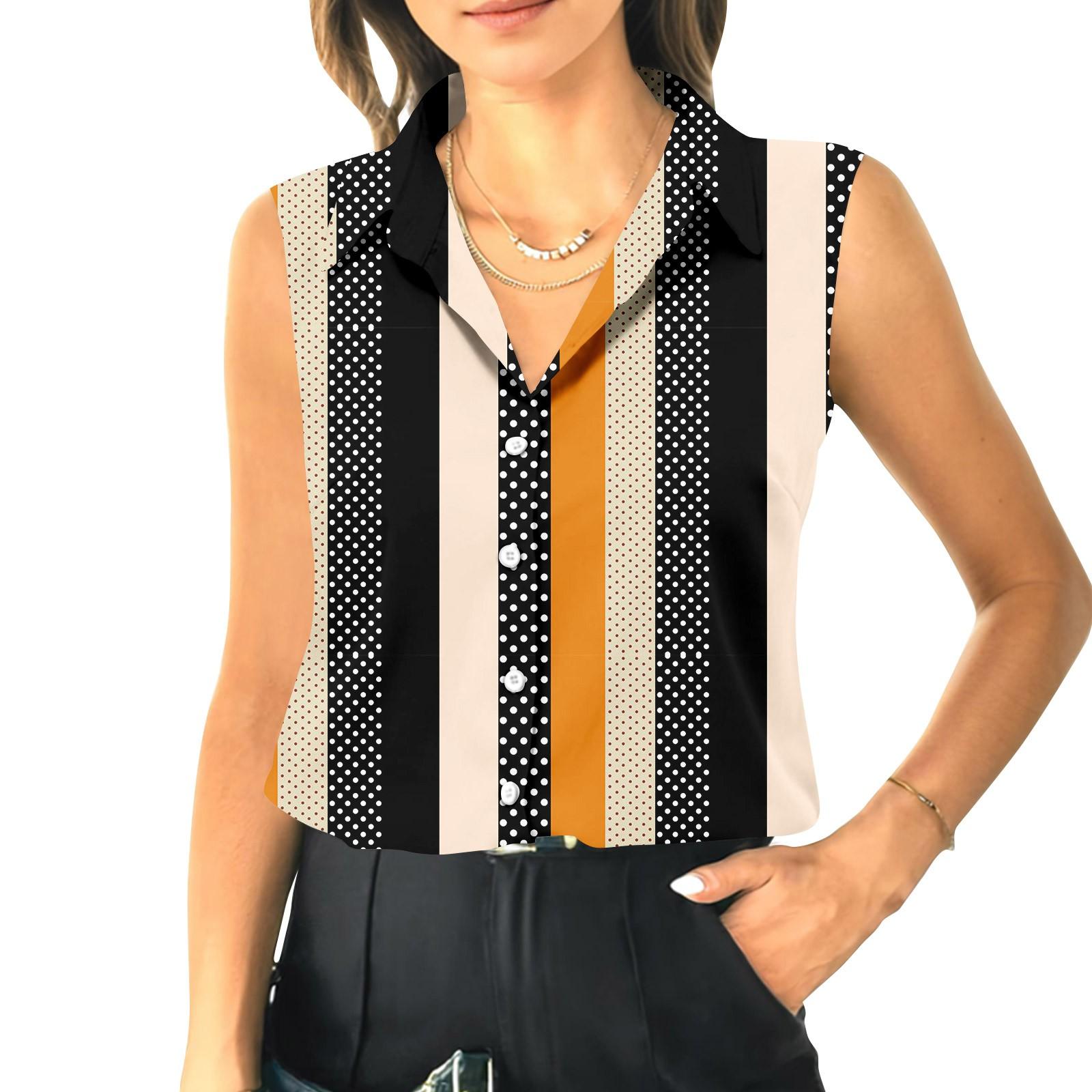 

Женский летний свободный топ без рукавов с воротником-стойкой XXXL оранжевый