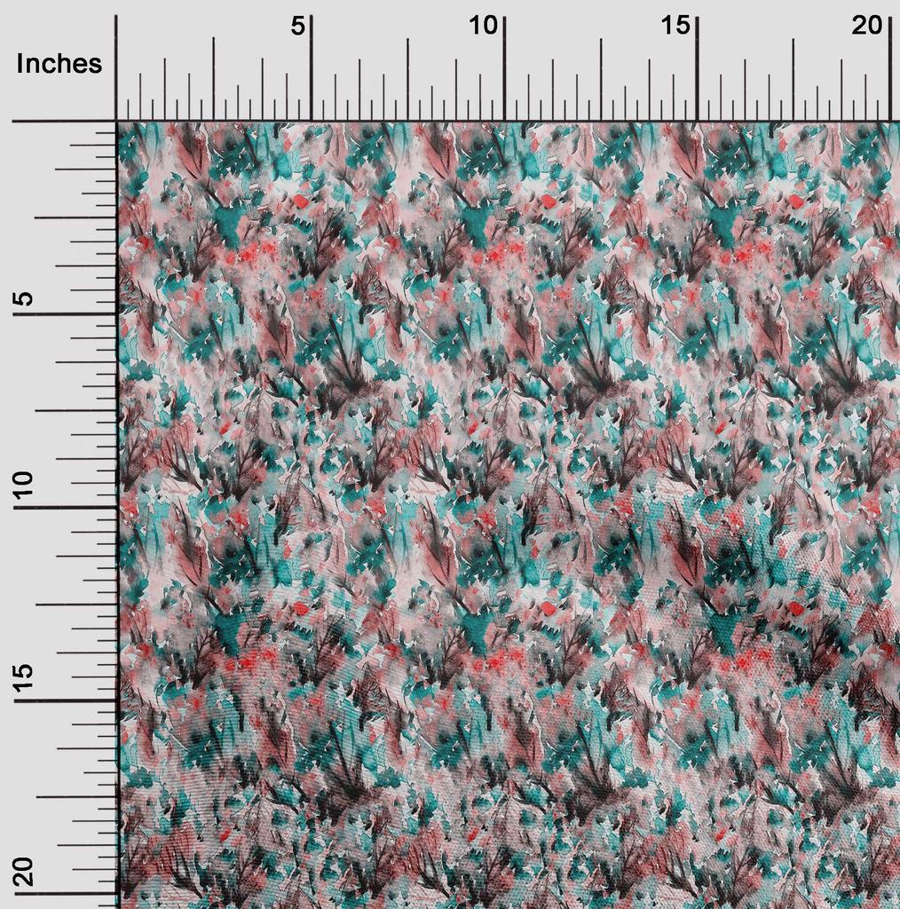 oneOone Cotton Flex Dusty Teal Green Fabric Abstract Floral Sewing Material Print Fabric By The Yard 40 Inch