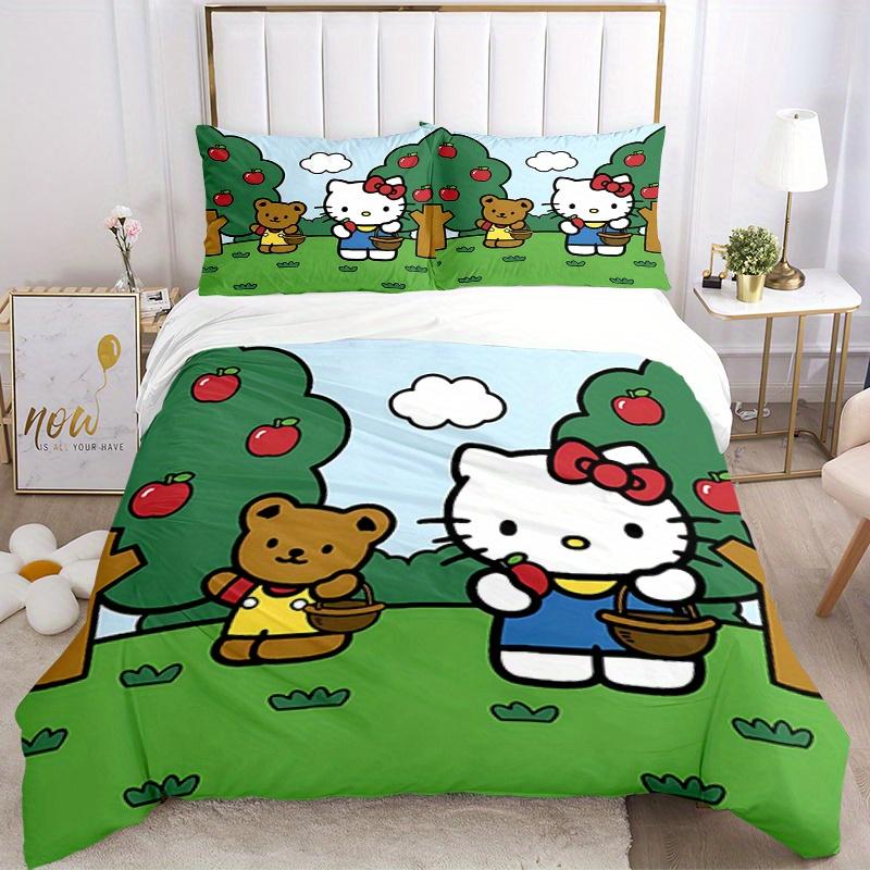 

3 шт. Хеллоу Китти, Сбор яблок, Дышащий полиэстер, Комплект постельного белья, Мягкий пододеяльник и 2 наволочки, Подходит для всех сезонов, 082632b 135x200cm