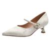 Pointed high heels stiletto new women's shoes one-word belt Mary Jane shoes soft belt and single shoes