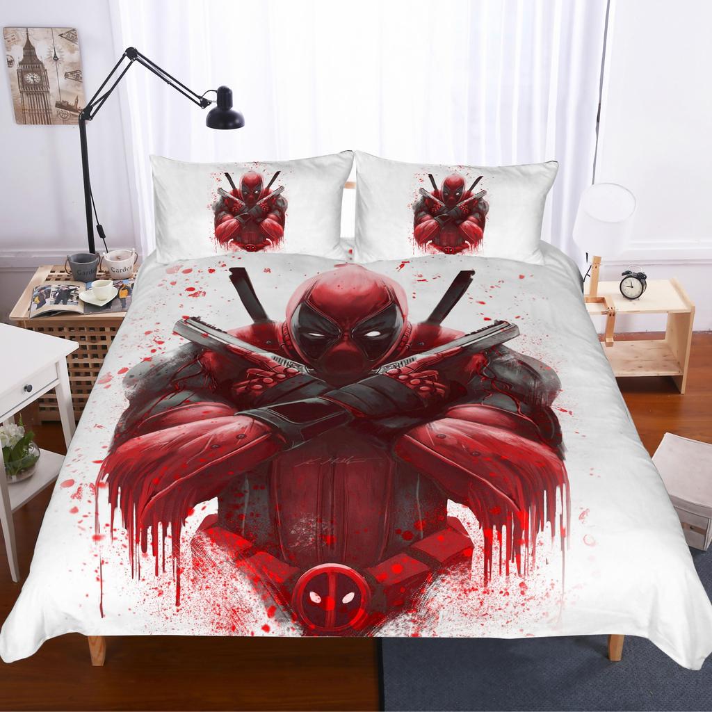 Deadpool Anime, Home Bedroom Comforte Nordic Polyester Material, Suitable for Children and Adults, 3-piece Set