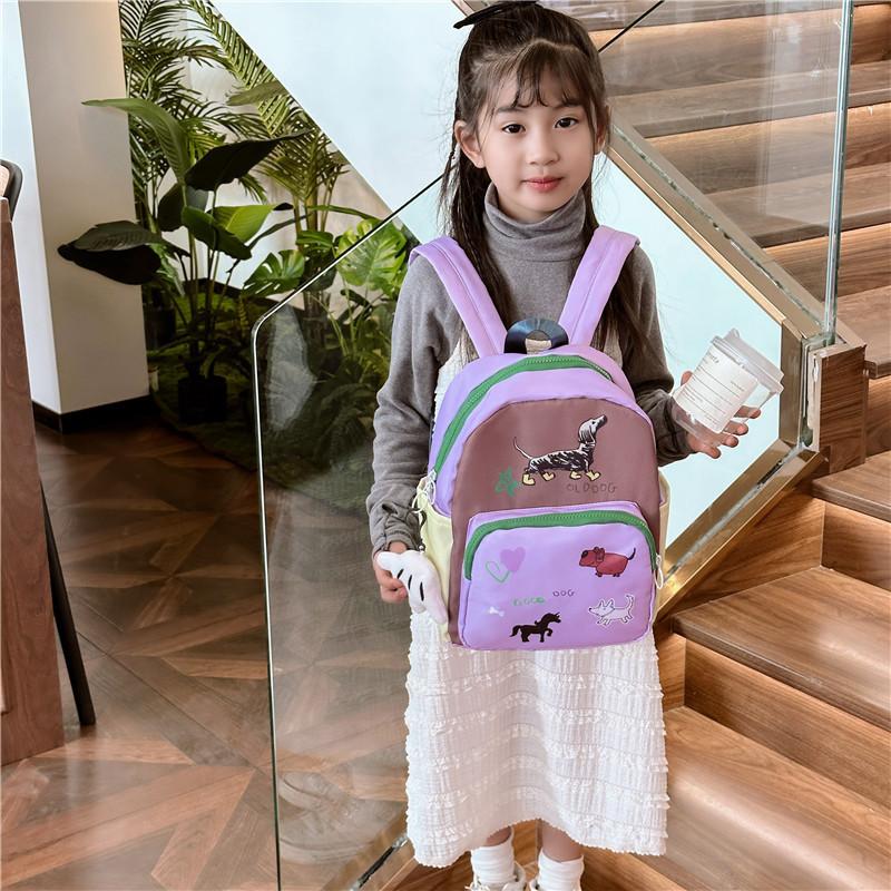 Adorable Cartoon Oxford Cloth Backpack For Kids In Pink Or Purple For School Use