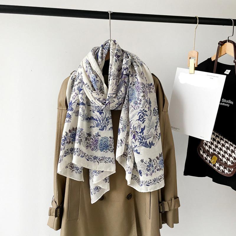 185 * 85cm Letní Dámský Nový Středně Dlouhý Šátek Šál Prodyšný Opalovací Módní Všestranný Prémiový Hedvábný Šátek