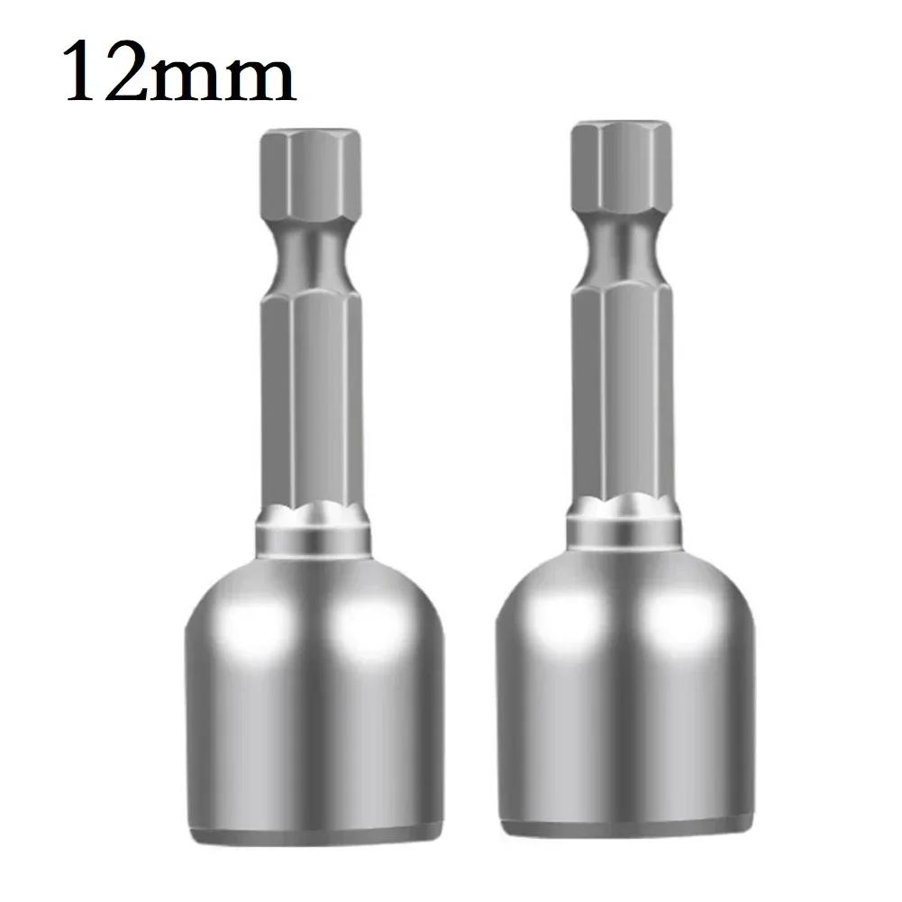 2PCS 6-13mm Impact Socket Magnetic Nut Screwdriver 1/4in Hex Shank Electric Drill Bit For Power Drills Cordless Magnetic Drivers