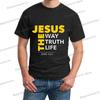 Jesus Weg Wahrheit Leben Druck T-Shirt Herren Bibelverse Kleidung Lässige Kurzarm-Tees Sommer Christentum Gott Jesus T-Shirts