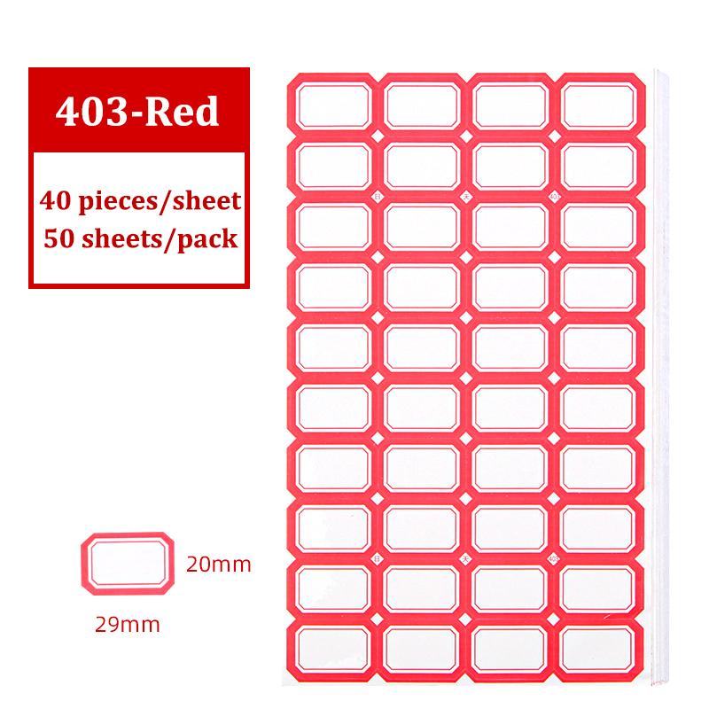 Self-Adhesive Label Stick,50 Sheets/Pack Adhesive Paper,Handwritten Blank Red Blue Category Tags,Office And School Supplies