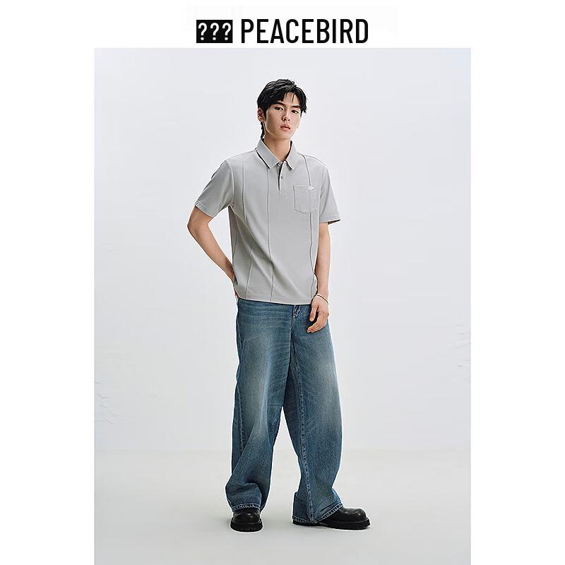 Peacebird Men's Waffle Knit Polo Shirt