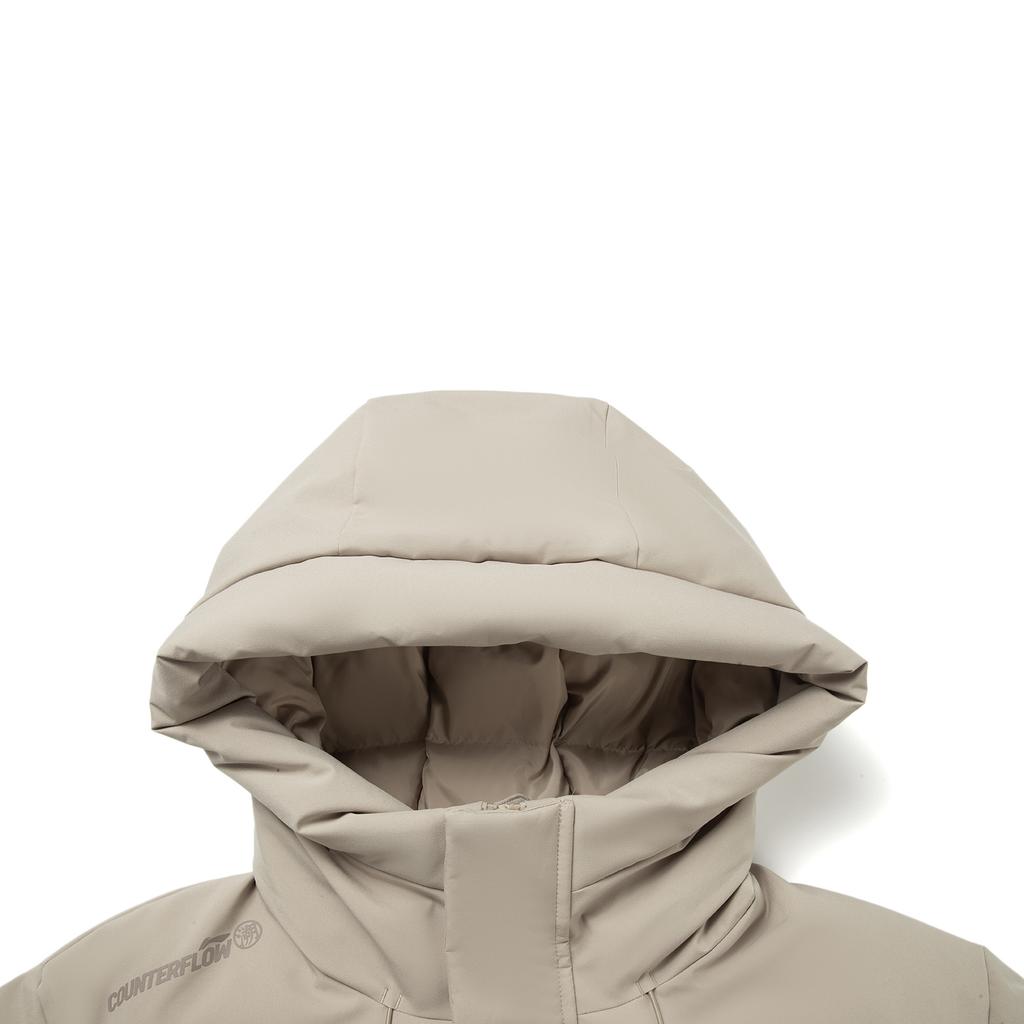 Li Ning CF Suo Solid Color Fashion Zip Hooded Versatile Casual Down Jacket Men Outerwear AYMV529-3