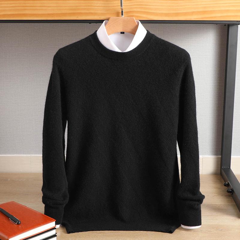 Herren Pullover aus reiner Wolle - Rundhalsausschnitt, lockere Passform für Business, geeignet für Herbst, Frühling & Winter