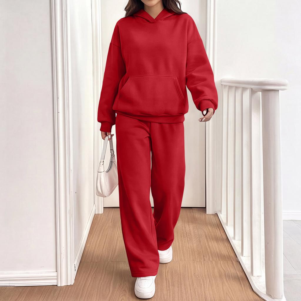 Women's Casual Warm Hoodie and Jogger Set Tracksuit for Fall Winter