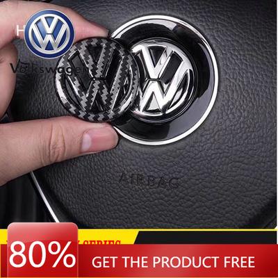 For VOLKSWAGEN Car Carbon Fiber Pattern Logo Steering Wheel Decoration Sticker Accessories For VW GTI Polo Golf 5 6 Passat Sciro
