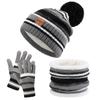 Children's Hat Scarf Gloves Three Piece Set Northern Winter Double Layer Cold Proof Knitted Hat Boys and Girls Scarves Three Piece Set