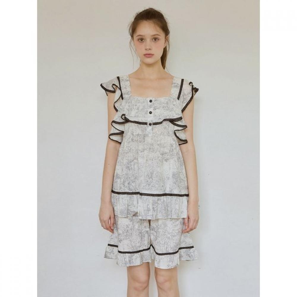 Lunaluz Women Rayon Cotton Square Neck Sleeveless Two Piece Pajamas
