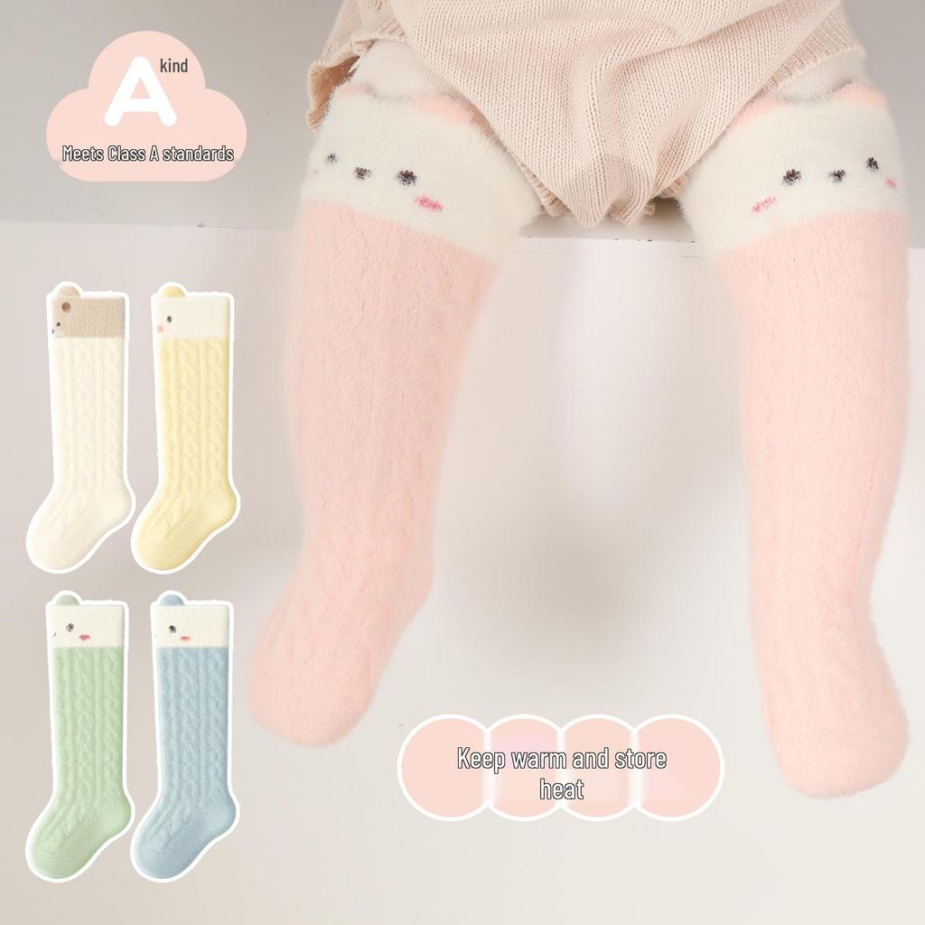Fleece-Lined Cartoon Baby Over-the-Knee Socks