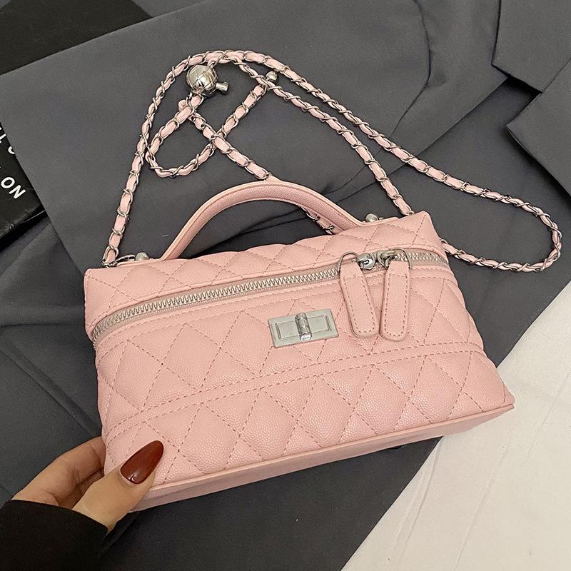 Korean sweet small fragrant style dopamine diamond chain handbag foreign style versatile fashion messenger small square bag women