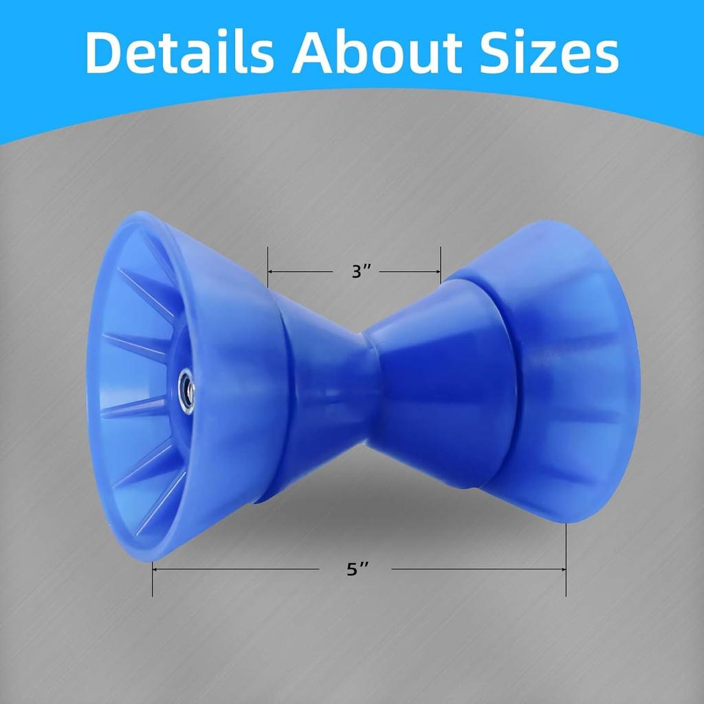 3inch/4inch Boat Trailer Roller Bow Stop with 1/2" Shaft Bow Stop for Boat Trailers Blue Bow Roller.