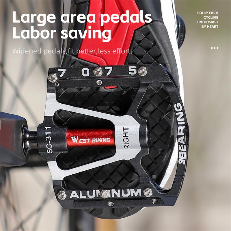 WEST BIKING Bicycle Ultralight Pedals 3 Bearings MTB 7075 Aluminum Alloy Flat Pedals Road Bike Non-Slip Colorful Cycling Pedals