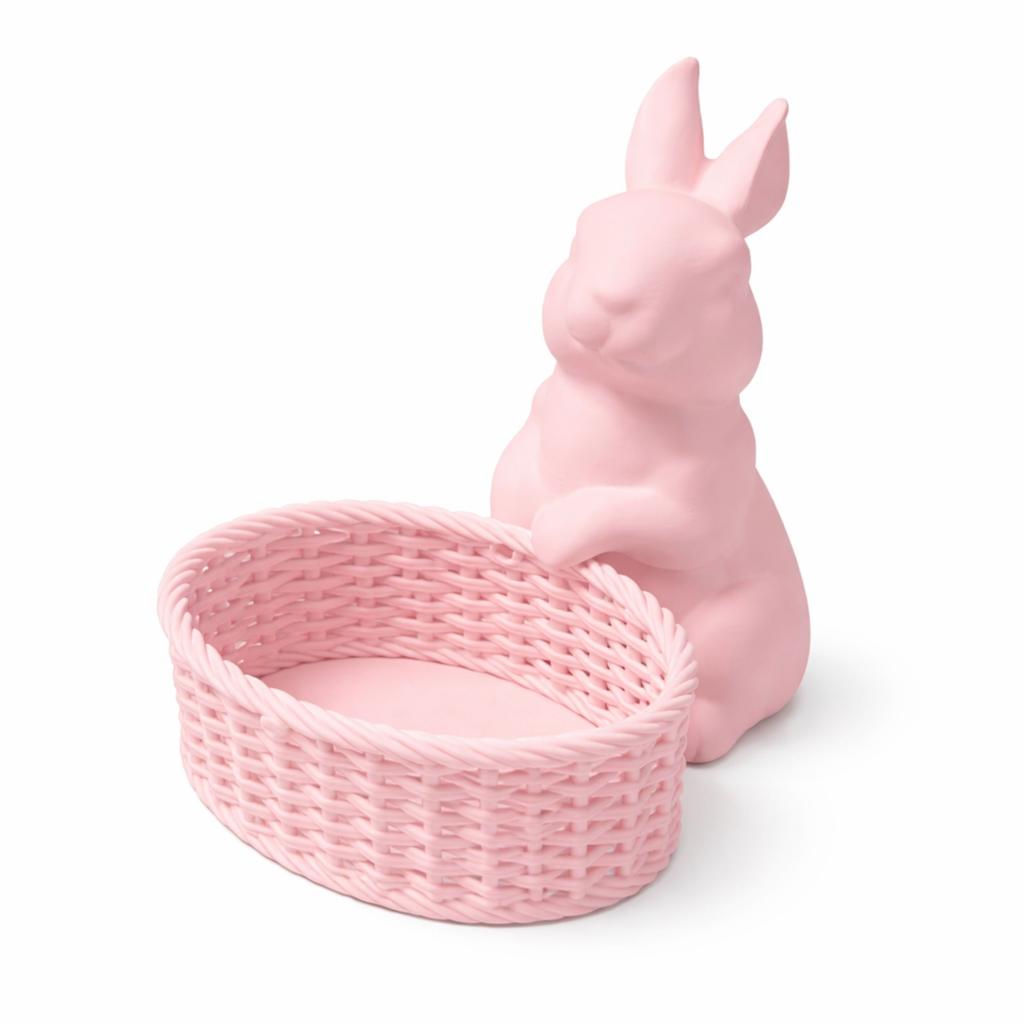 Easter decoration pink bunny with basket Christmas ornament