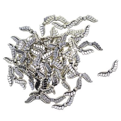 100 Tibetan Silver Angel Wing Spacer Charm Beads Jewelry DIY Making 23x8mm